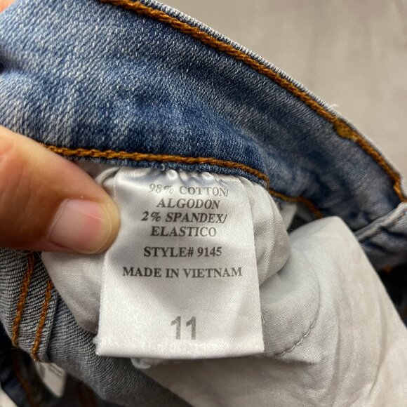 Eunina Jeans Women Size 11 Skinny Low Rise Classic Stretch Denim Fringe Sides - Picture 9 of 12